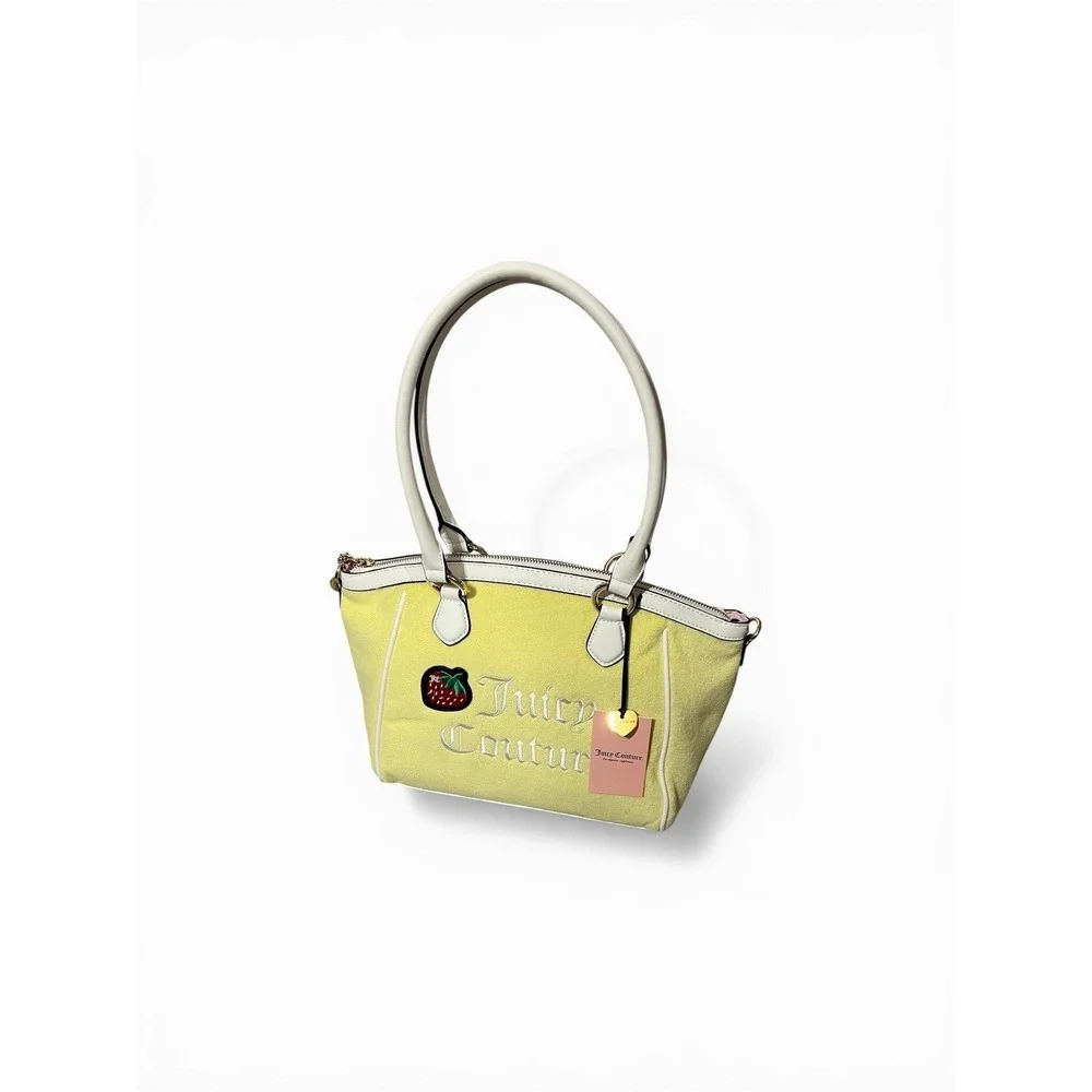 Juicy Couture Velour Tote Bag‎ Womens Yellow New Strawberry Y2K Aesthetic